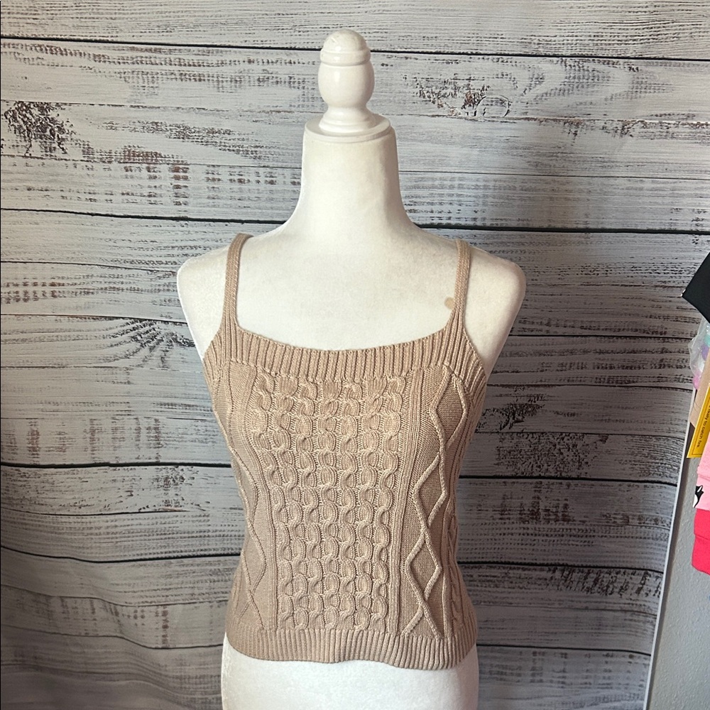Anthropologie Beige Cable Knit Tank Top